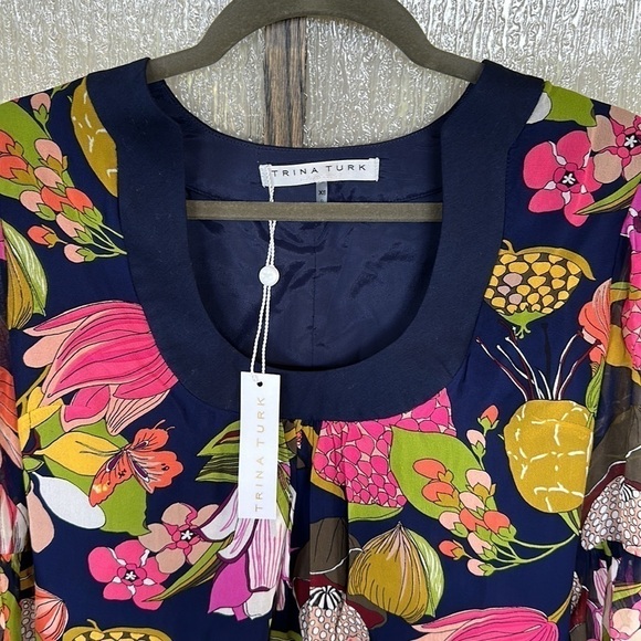 Trina Turk cheers print blue floral shift dress in size XS NWT - Picture 2 of 10